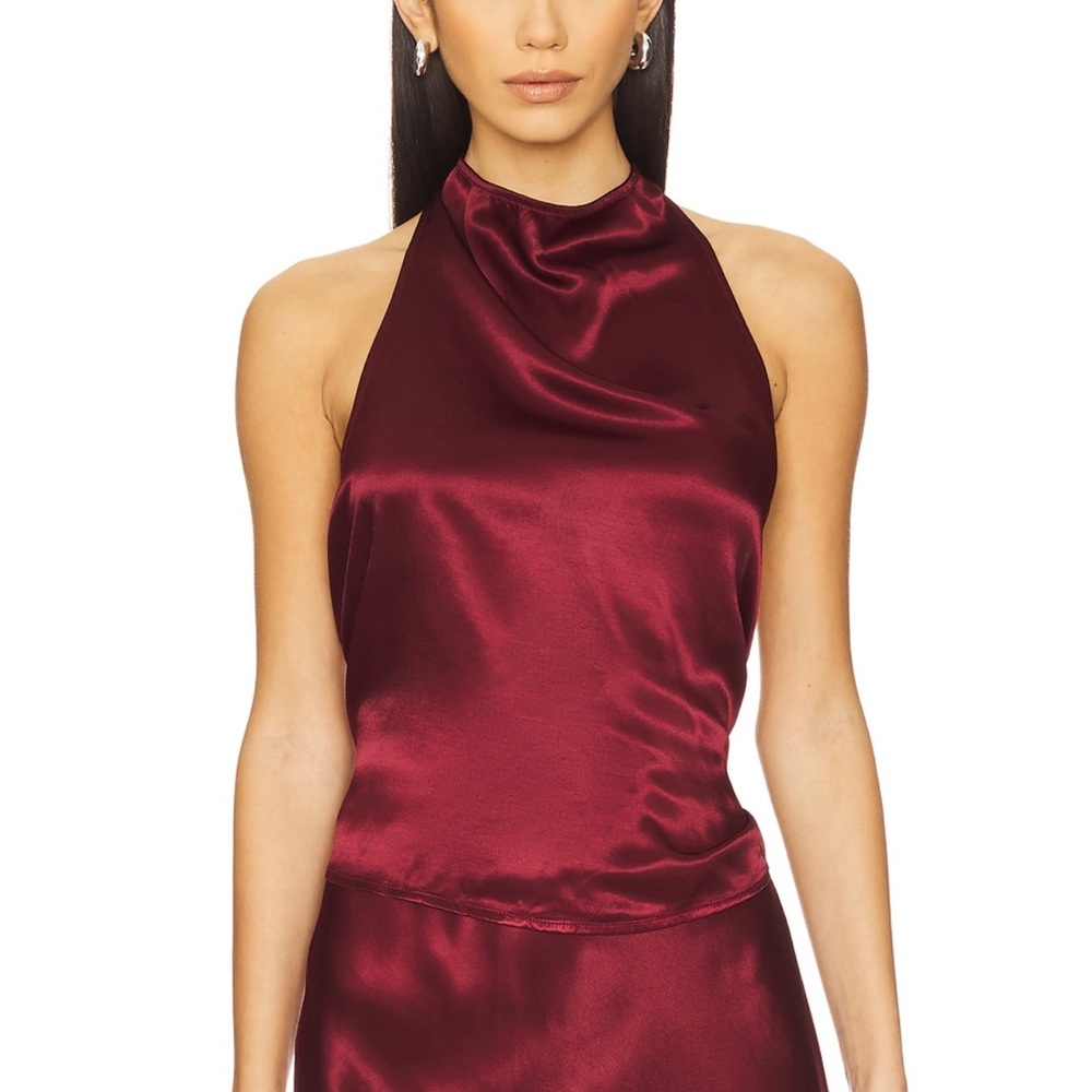 Enza Costa satin halter in Ruby